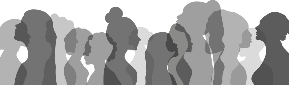 Overlapping Silhouettes of Women